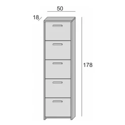 Bagno|Scarpiere > Dmora Scarpiera 5 ante bianca 50x178h cm - Asclepio Bianco