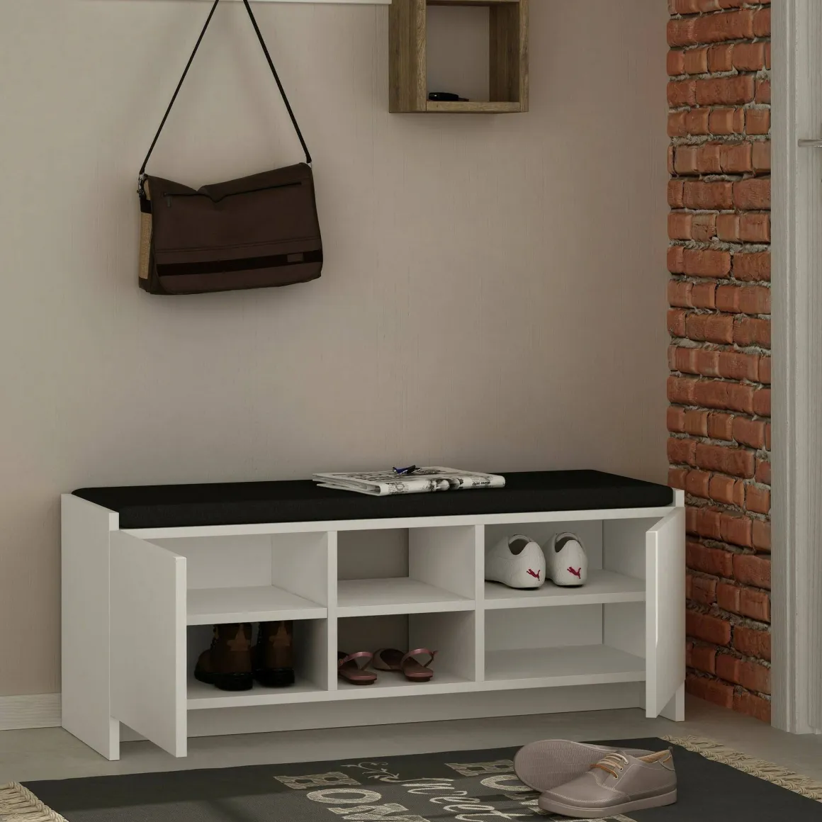 Scarpiera 2 ante bianca 110x43h cm - Axar