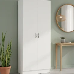 Scarpiere|Lavanderia > Dmora Scarpiera 2 ante bianca 69x170h cm con ripiani regolabili - Erinni Bianco