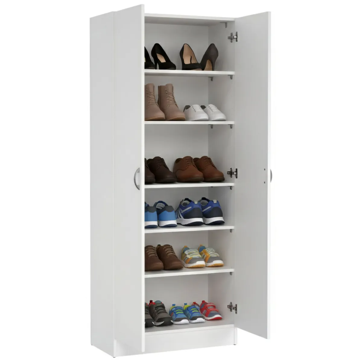 Scarpiere|Lavanderia > Dmora Scarpiera 2 ante bianca 69x170h cm con ripiani regolabili - Erinni Bianco