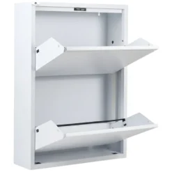 Scarpiere > Dmora Scarpiera 2 ante bianca 50x71h cm in metallo - Igina Bianco