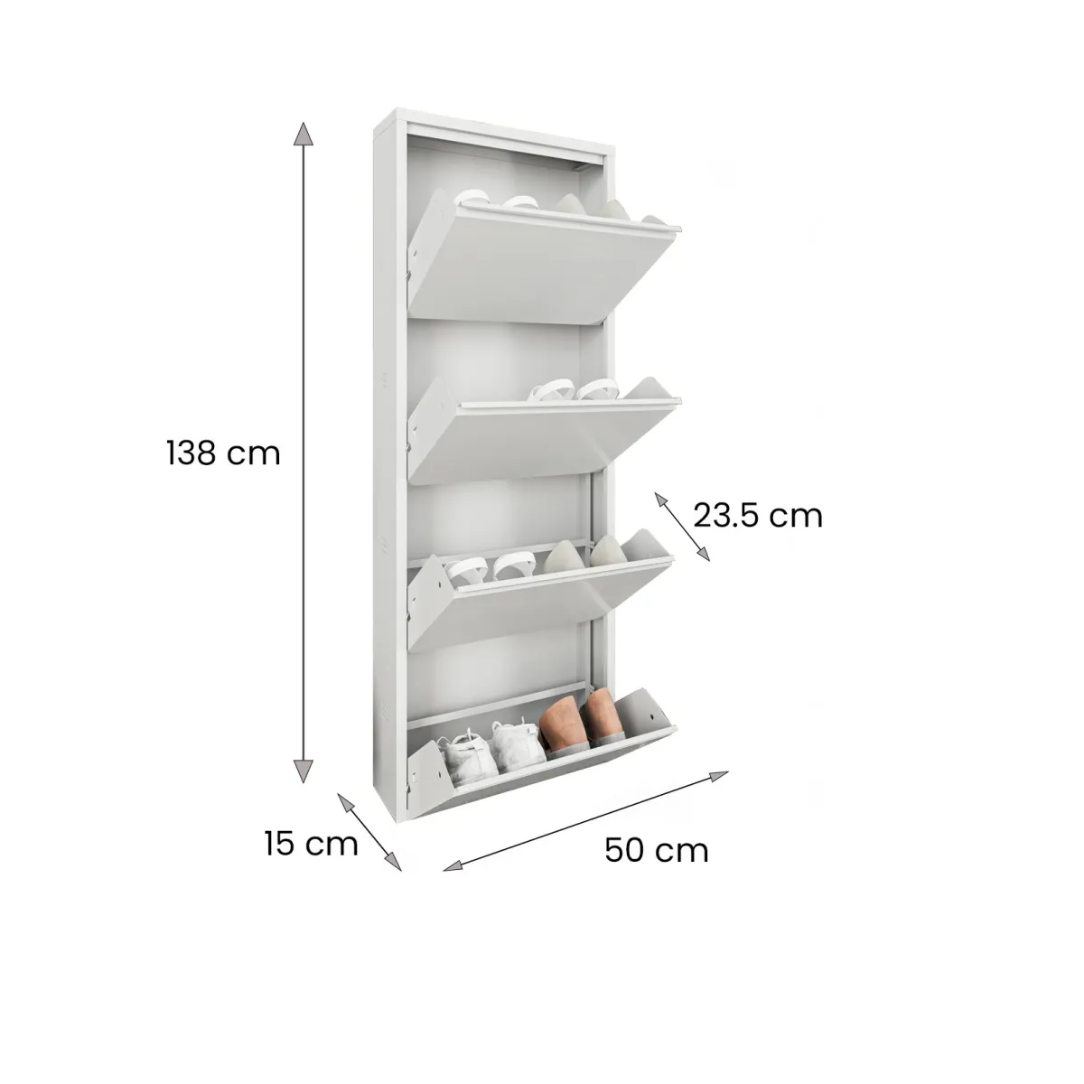 Scarpiere > Dmora Scarpiera 4 ante bianca 50x138h cm in metallo - Axe Bianco