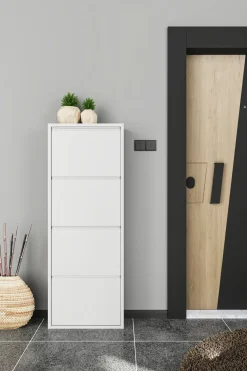 Scarpiere > Dmora Scarpiera 4 ante bianca 50x138h cm in metallo - Axe Bianco