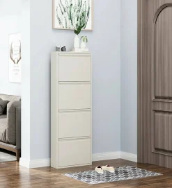 Scarpiere > Dmora Scarpiera 4 ante bianca 50x138h cm in metallo - Axe Bianco