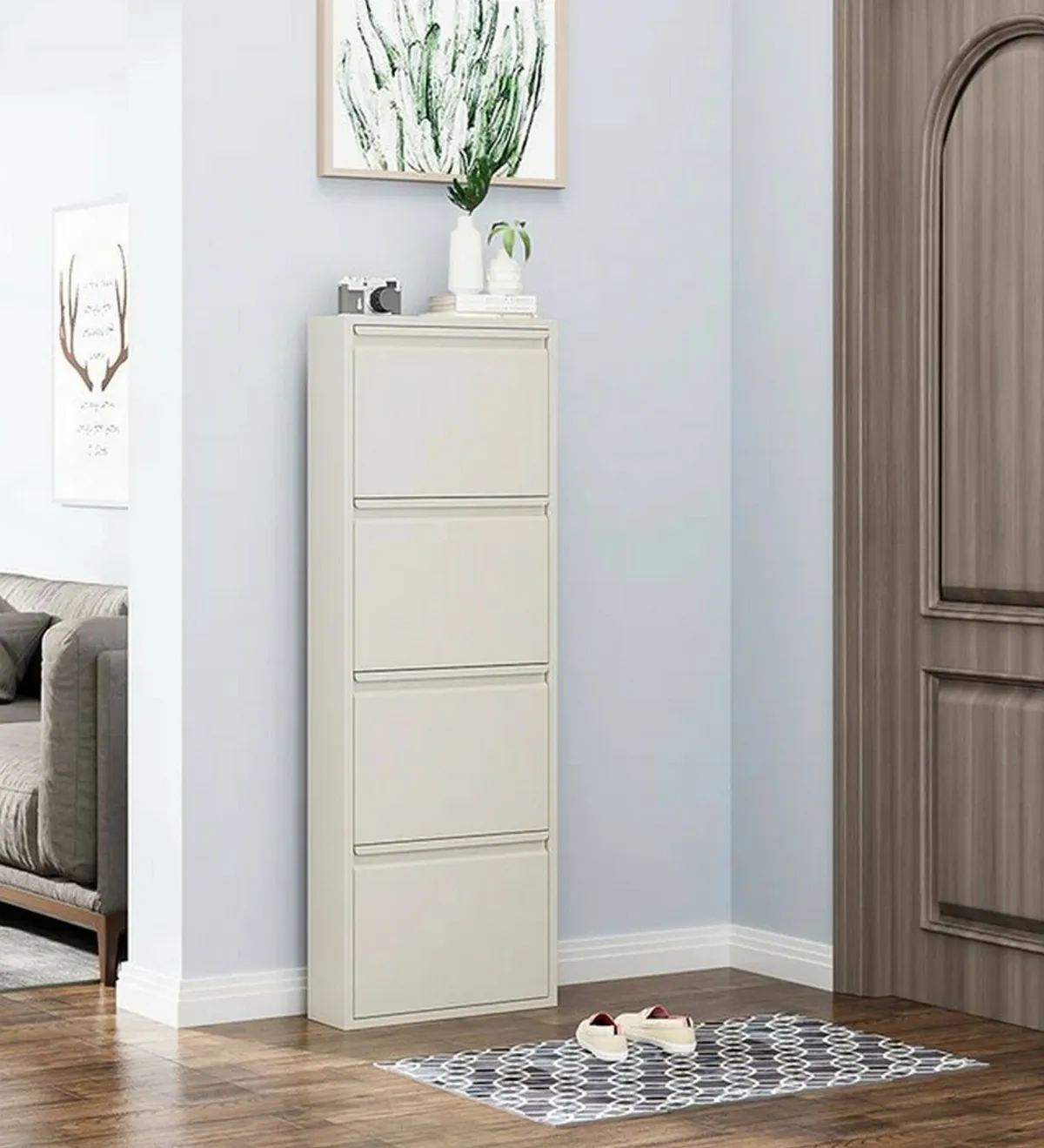 Scarpiere > Dmora Scarpiera 4 ante bianca 50x138h cm in metallo - Axe Bianco