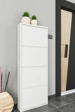 Scarpiere > Dmora Scarpiera 4 ante bianca 50x138h cm in metallo - Axe Bianco