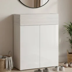 Bagno|Scarpiere > Dmora Scarpiera 3 ante bianca 76x100h cm - Nala Bianco