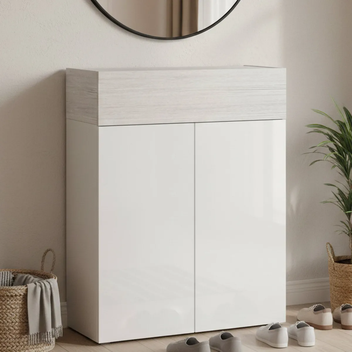 Bagno|Scarpiere > Dmora Scarpiera 3 ante bianca 76x100h cm - Nala Bianco