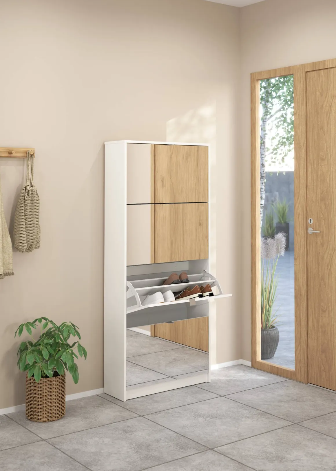 Scarpiera 4 ante bianca 70x162h cm 24 paia - Aepytus