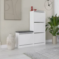 Scarpiere > Dmora Scarpiera 4 ante bianca 107x55h cm - Velma Bianco