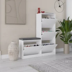 Scarpiere > Dmora Scarpiera 4 ante bianca 107x55h cm - Velma Bianco