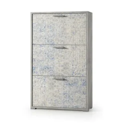 Scarpiera 3 ante cemento e azzurra 67x112h cm - Axinite