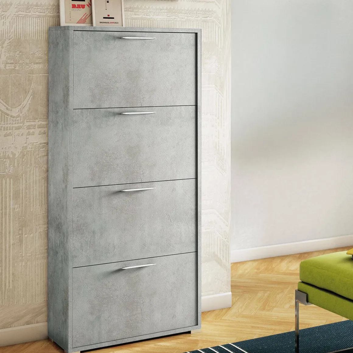 Bagno|Scarpiere > Dmora Scarpiera 4 ante cemento 81x167h cm - Archibal Grigio Cemento