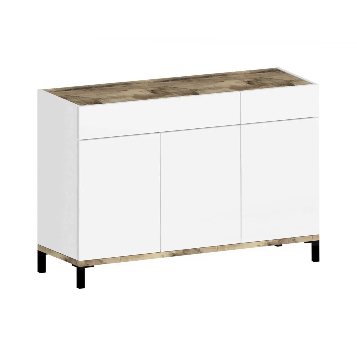 Bagno|Lavanderia > Dmora Scarpiera 3 ante e 2 cassetti bianca lucida e ardesia 120x80h cm - Syria Grigio Ardesia, Bianco Lucido