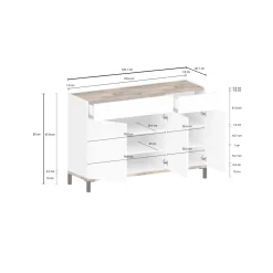 Bagno|Lavanderia > Dmora Scarpiera 3 ante e 2 cassetti bianca lucida e ardesia 120x80h cm - Syria Grigio Ardesia, Bianco Lucido