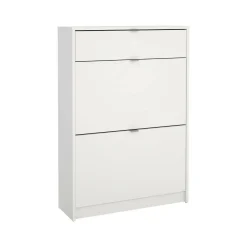 Scarpiere > Dmora Scarpiera 2 ante e 1 cassetto bianca lucida e antracite 80x115h cm - Badolato Nero Antracite, Bianco Lucido