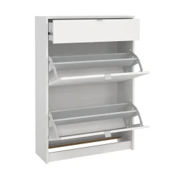 Scarpiere > Dmora Scarpiera 2 ante e 1 cassetto bianca lucida e antracite 80x115h cm - Badolato Nero Antracite, Bianco Lucido