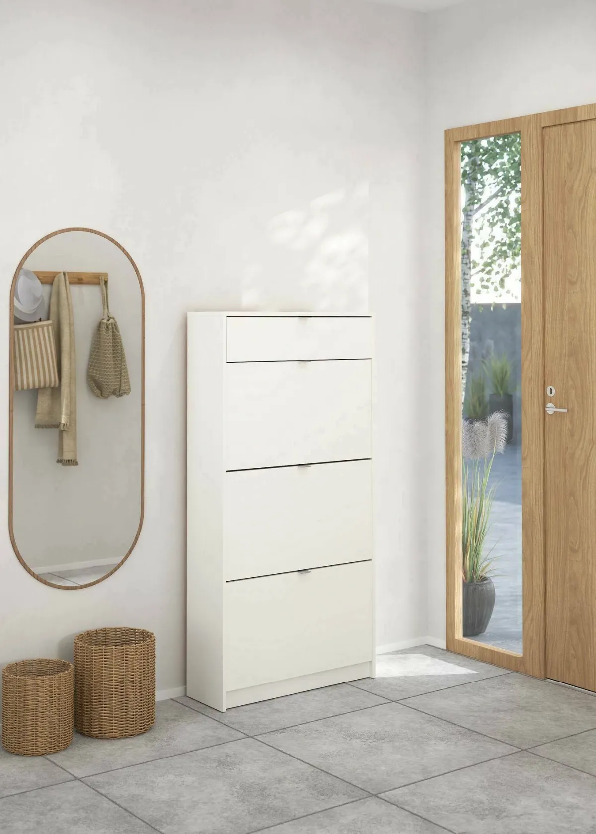 Scarpiere > Dmora Scarpiera 3 ante e 1 cassetto bianca 70x139h cm - Mandukhai Bianco