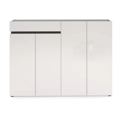 Scarpiera 4 ante e 1 cassetto bianca lucida e antracite 160x115h cm - Speranza