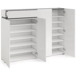 Scarpiera 4 ante e 1 cassetto bianca lucida e antracite 160x115h cm - Speranza