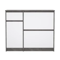Scarpiere > Dmora Scarpiera 3 ante e 1 cassetto cemento e bianca lucida 108x92h cm - Todd Bianco Lucido, Grigio Cemento