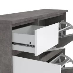 Scarpiere > Dmora Scarpiera 3 ante e 1 cassetto cemento e bianca lucida 108x92h cm - Todd Bianco Lucido, Grigio Cemento