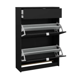 Scarpiera 2 ante e 1 cassetto nera 70x101h cm - Theophile