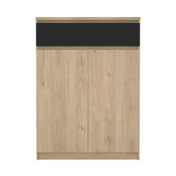 Scarpiera 2 ante e 1 cassetto rovere e nera 80x111h cm - Angilops