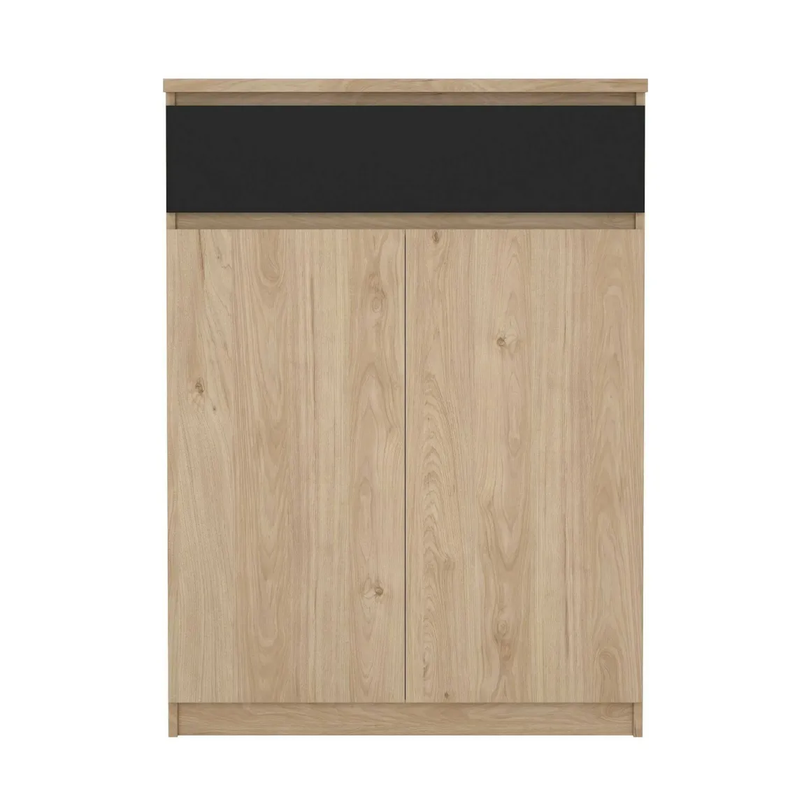 Scarpiera 2 ante e 1 cassetto rovere e nera 80x111h cm - Angilops
