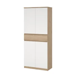 Scarpiere > Dmora Scarpiera 4 ante e 1 cassetto rovere e bianca 80x191h cm - Jangmi Bianco, Marrone Rovere
