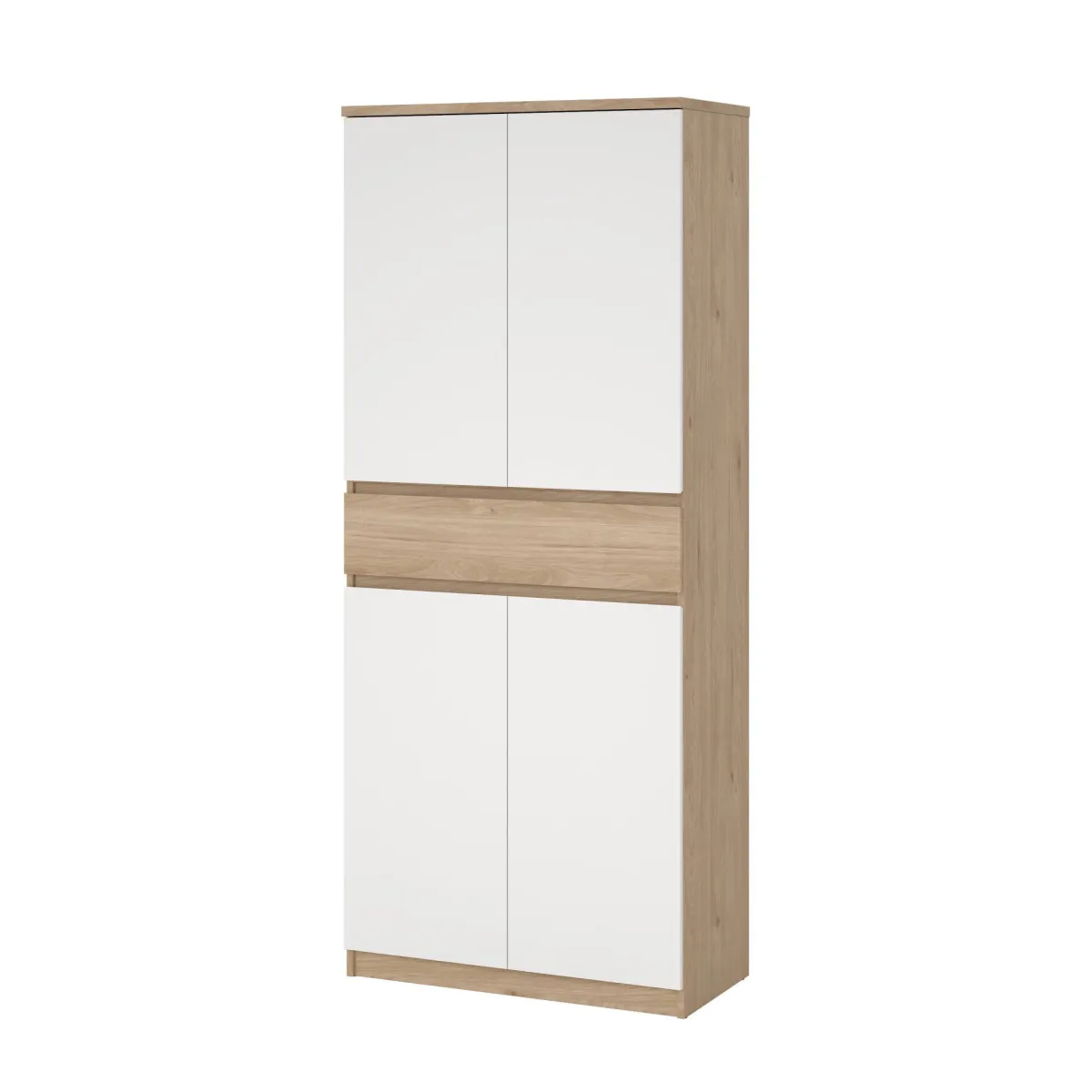 Scarpiere > Dmora Scarpiera 4 ante e 1 cassetto rovere e bianca 80x191h cm - Jangmi Bianco, Marrone Rovere