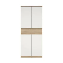 Scarpiere > Dmora Scarpiera 4 ante e 1 cassetto rovere e bianca 80x191h cm - Jangmi Bianco, Marrone Rovere