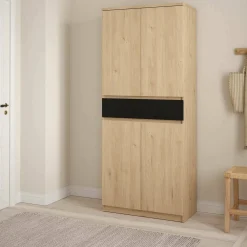Scarpiera 4 ante e 1 cassetto rovere e nera 80x191h cm - Jangmi