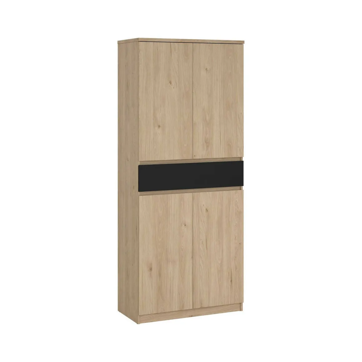 Scarpiera 4 ante e 1 cassetto rovere e nera 80x191h cm - Jangmi