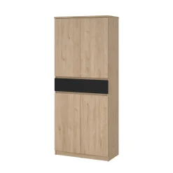 Scarpiera 4 ante e 1 cassetto rovere e nera 80x191h cm - Jangmi