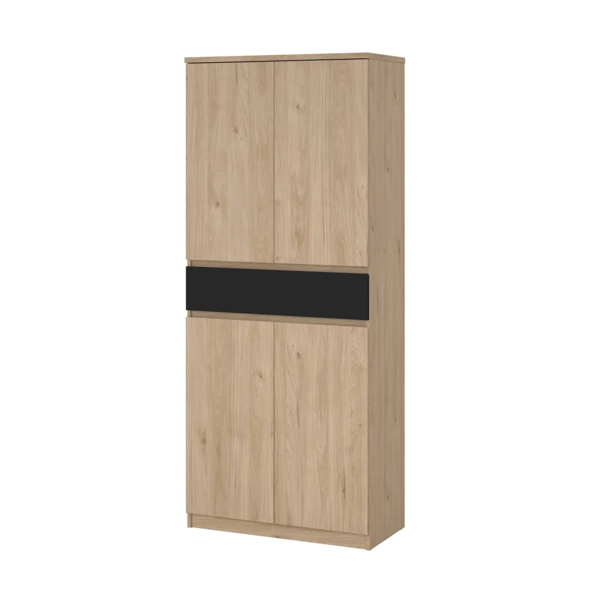 Scarpiera 4 ante e 1 cassetto rovere e nera 80x191h cm - Jangmi