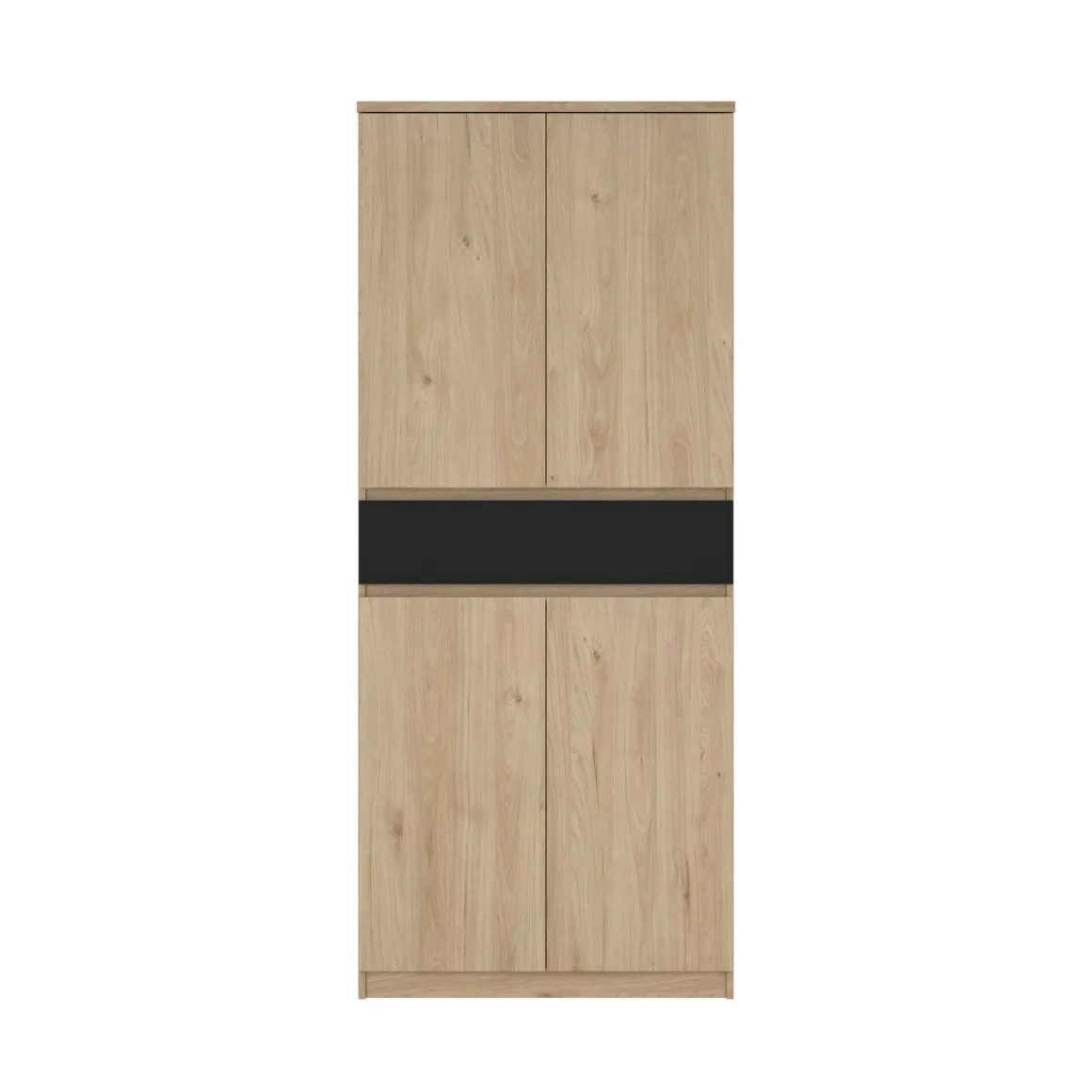 Scarpiera 4 ante e 1 cassetto rovere e nera 80x191h cm - Jangmi