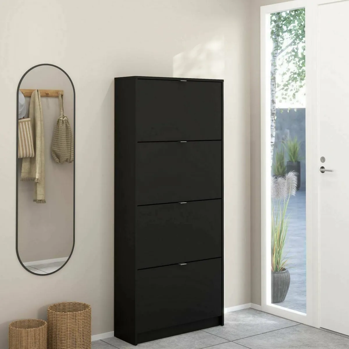 Scarpiere > Dmora Scarpiera 4 ante nera 70x162h cm - Epidoto Nero