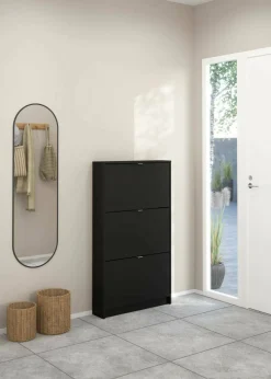 Scarpiere > Dmora Scarpiera 3 ante nera 70x123h cm in legno - Aran Nero
