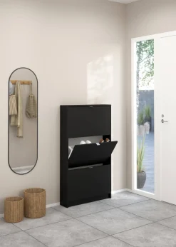 Scarpiere > Dmora Scarpiera 3 ante nera 70x123h cm in legno - Aran Nero