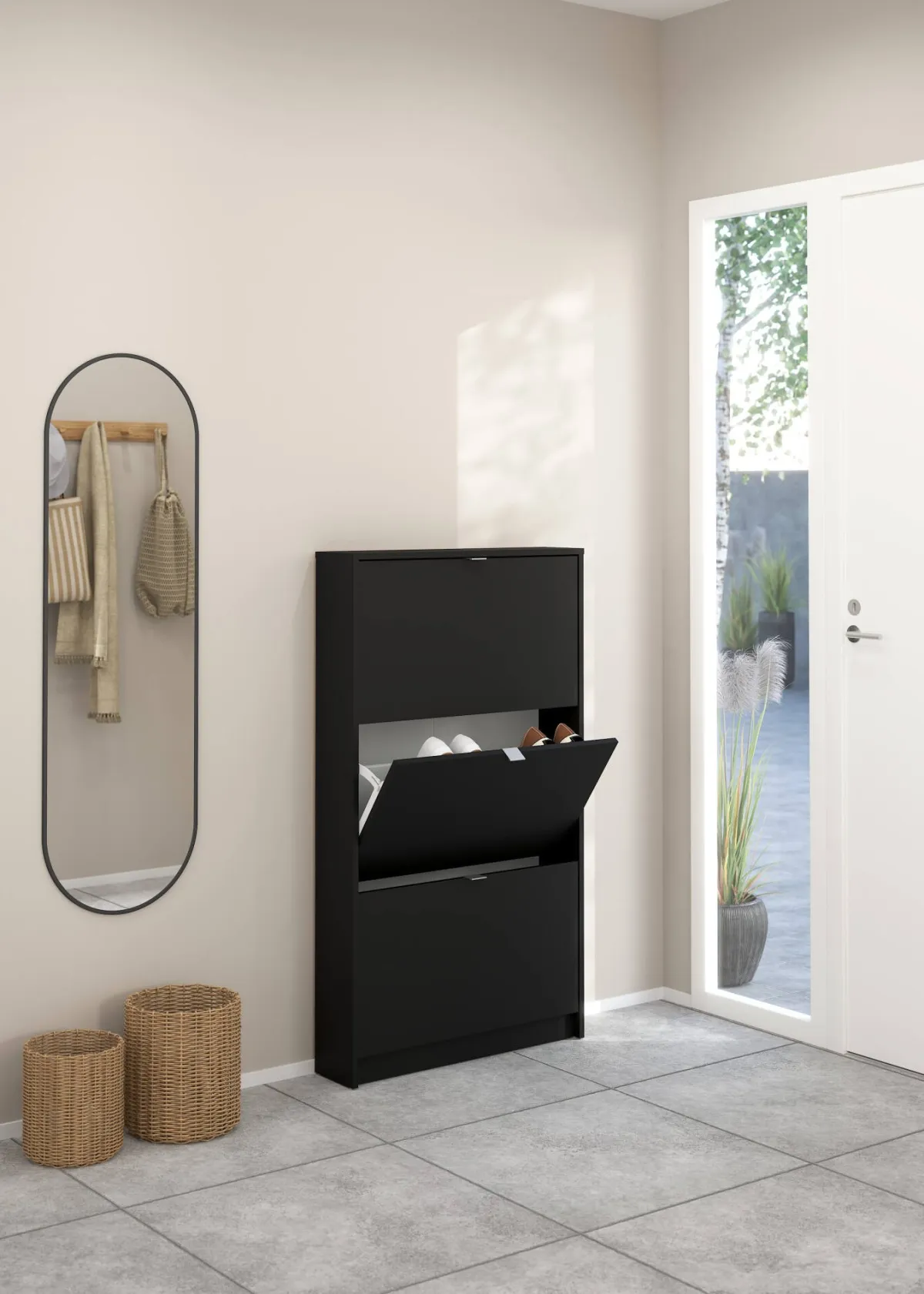 Scarpiere > Dmora Scarpiera 3 ante nera 70x123h cm in legno - Aran Nero