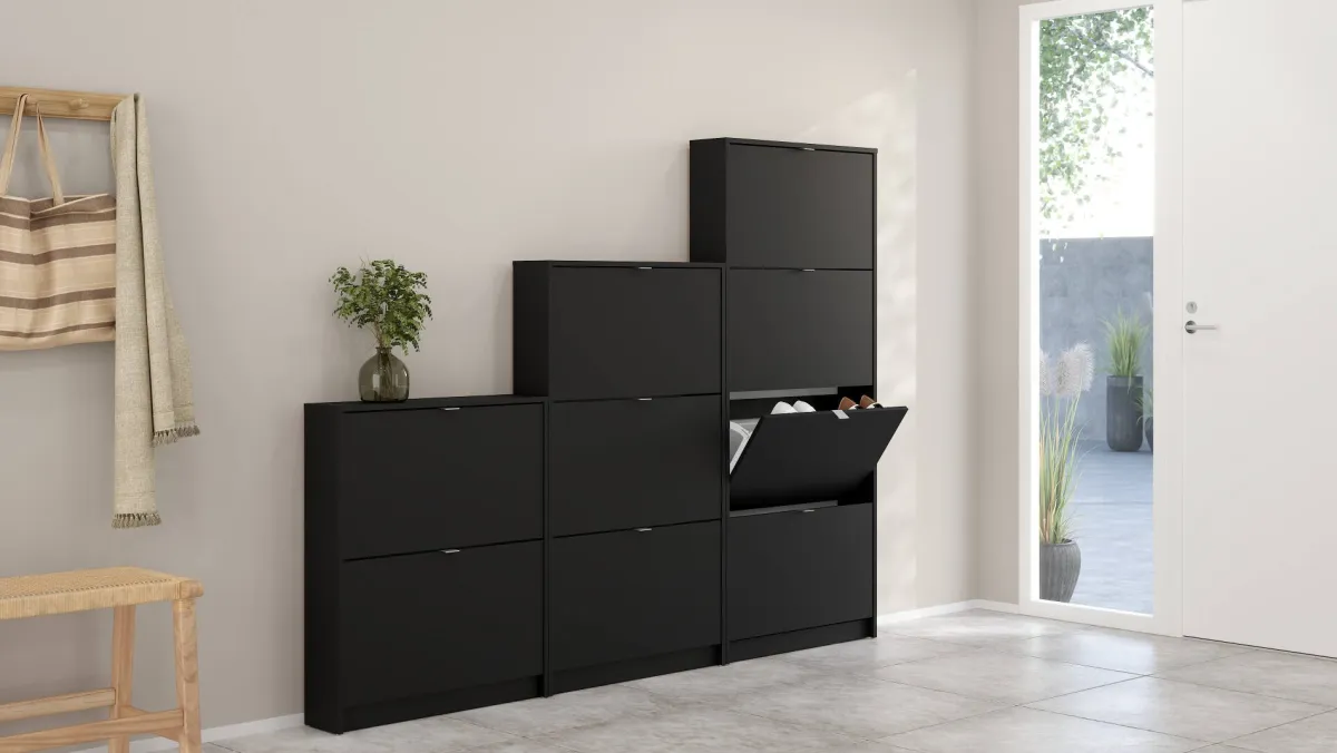 Scarpiere > Dmora Scarpiera 3 ante nera 70x123h cm in legno - Aran Nero