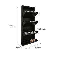 Scarpiera 4 ante nera 50x138h cm in metallo - Axe