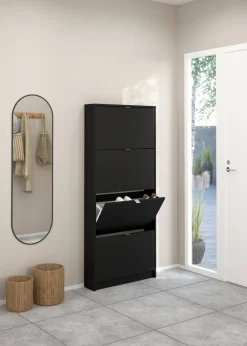 Scarpiera 4 ante nera 70x162h cm 12 paia - Desideria