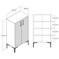 Bagno|Scarpiere > Dmora Scarpiera 2 ante noce e antracite 60x200h cm - Sebastien Nero Antracite, Marrone Noce