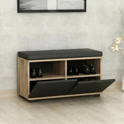 Scarpiera 2 ante noce e nera 80x42h cm - Delphin