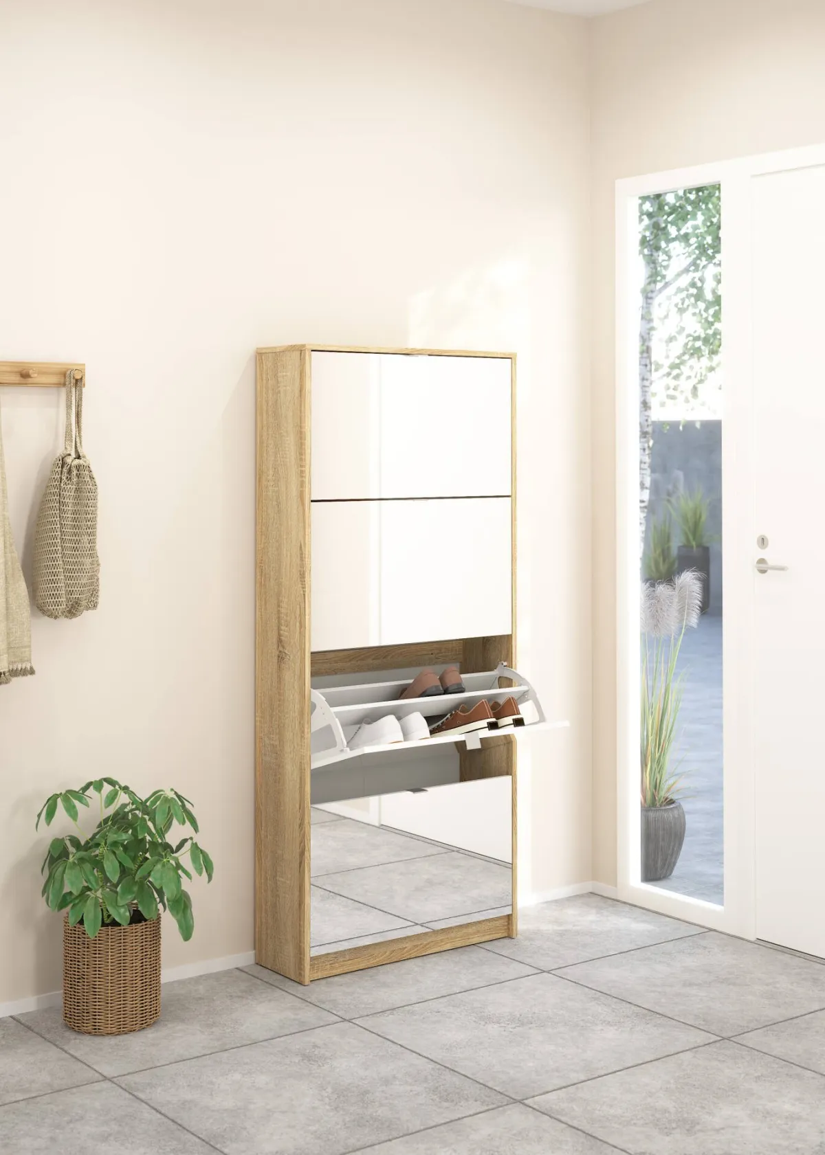 Scarpiere|Lavanderia > Dmora Scarpiera 4 ante quercia 70x162h cm - Aepytus Marrone Quercia