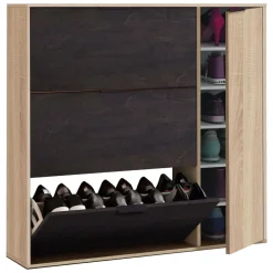 Scarpiera 4 ante rovere e nera 106x115h cm - Ammour