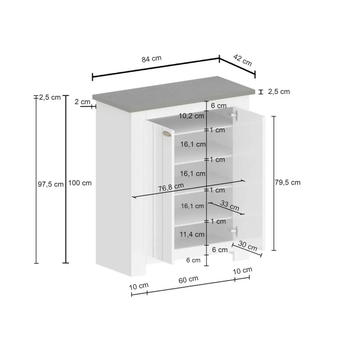Bagno|Scarpiere > Dmora Scarpiera 2 ante rovere 84x100h cm - Adriatica Marrone Rovere