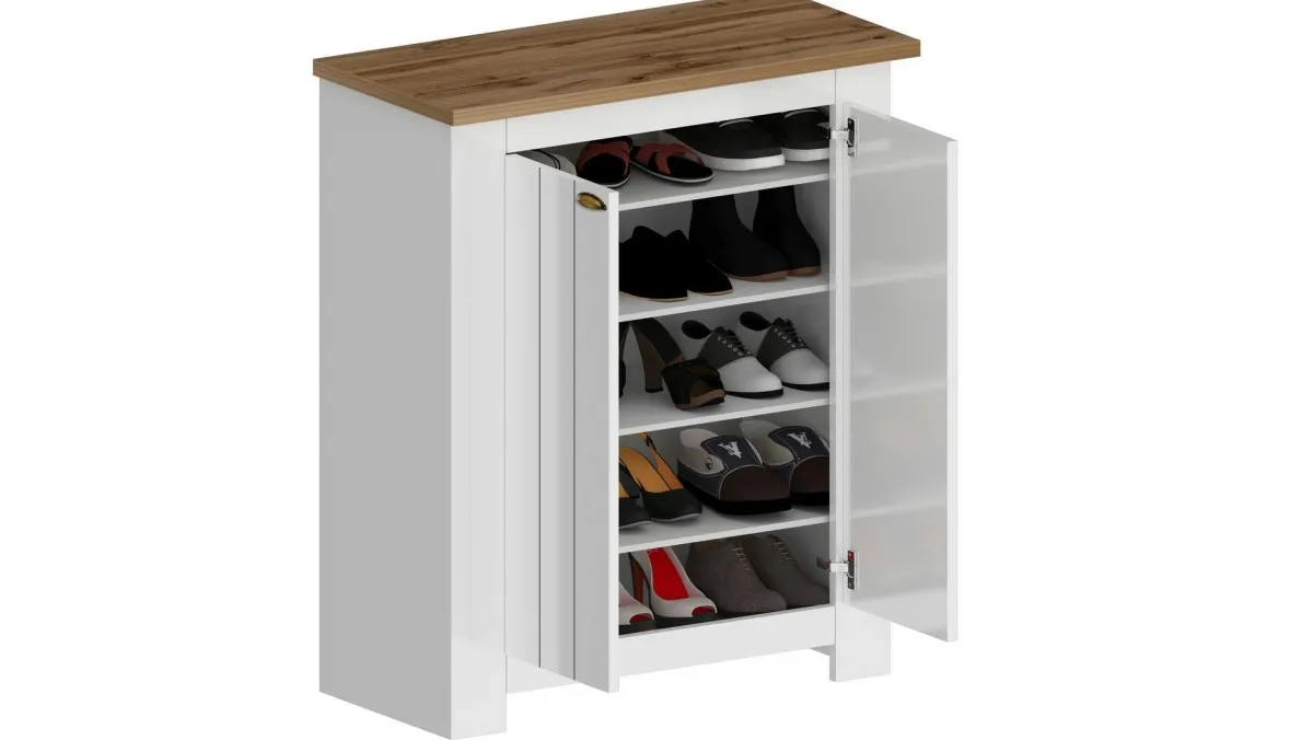 Bagno|Scarpiere > Dmora Scarpiera 2 ante rovere 84x100h cm - Adriatica Marrone Rovere